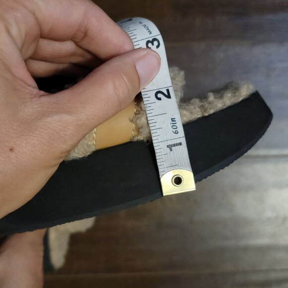 NEW STAUD Siesta Sandals Womens 9 Slides Faux Shearling Beige Platform Designer - Picture 10 of 11